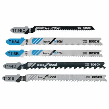 Bosch 5 pc. T-Shank Jig Saw Blade Set for Wood and Metal
