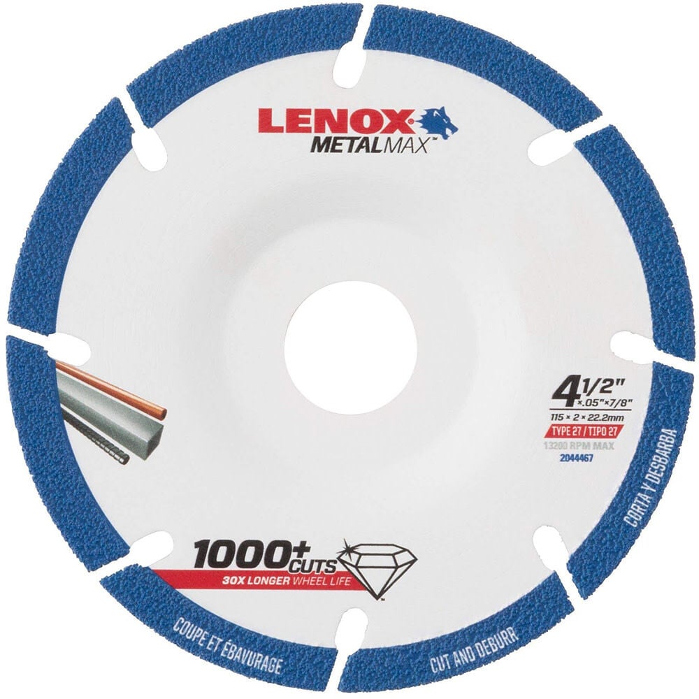 Lenox MetalMax 4 1/2 Inch Type 27 Segmented Rim Diamond Cut-Off Wheel for Metal – 2044467