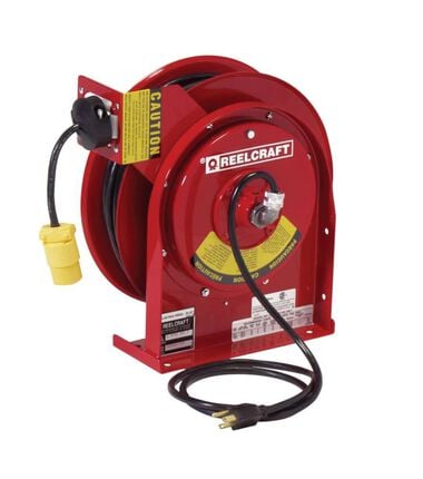Reelcraft 50 Ft. Single Receptacle Spring Retractable Power Cord Reel Steel