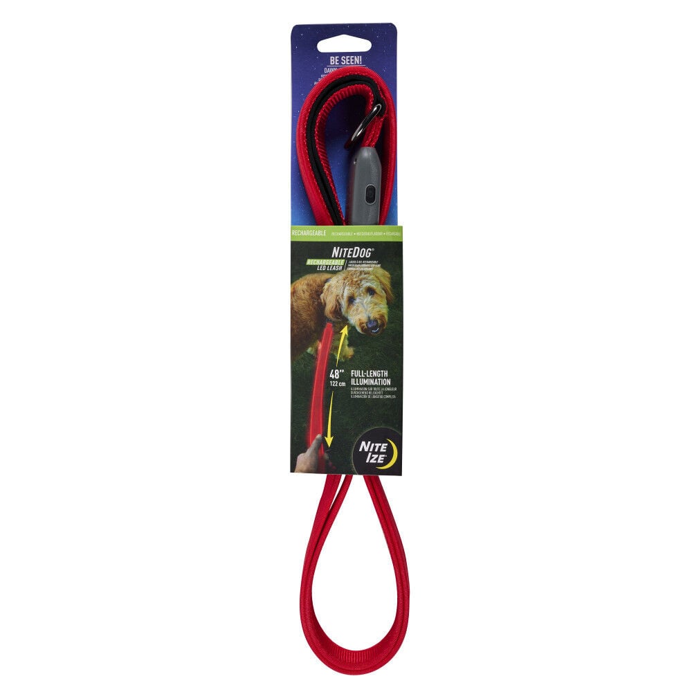 Nite Ize NiteDog Rechargeable LED Leash, Red/Red LED – NDLR-10-R3