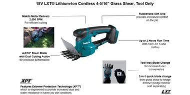 Makita 18V LXT Grass Shear Lithium Ion Cordless 4 5/16in (Bare Tool), large image number 1