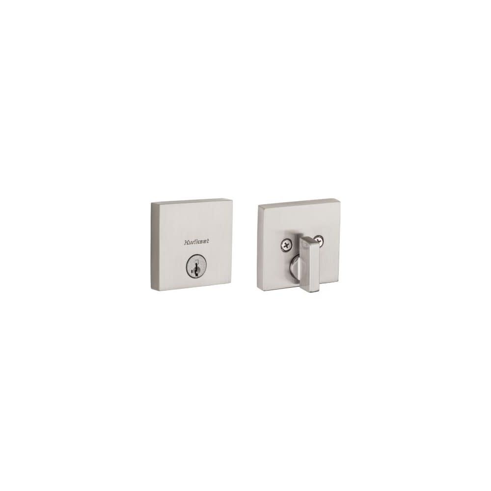 Kwikset Satin Nickel Single Cylinder Keyed One Side Downtown Deadbolt, large image number 3