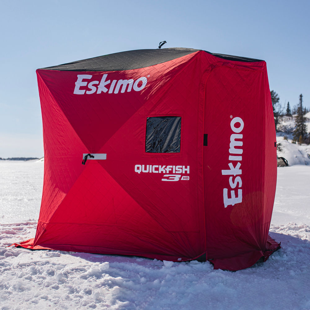 Eskimo QuickFish 3HD, Pop-Up Portable Shelter, No-Trip Door, Red/Black, Three Person, large image number 4
