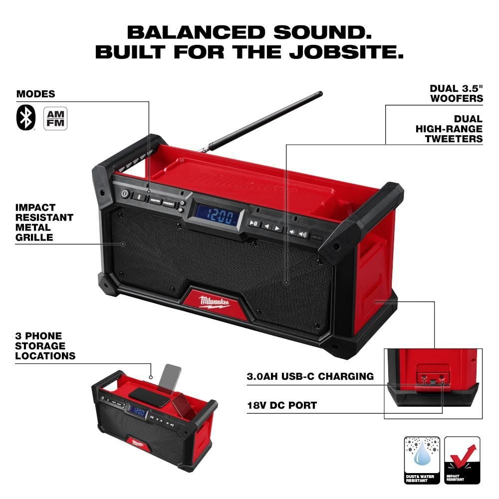 Milwaukee M18 Bluetooth Jobsite Radio Bare Tool, large image number 3