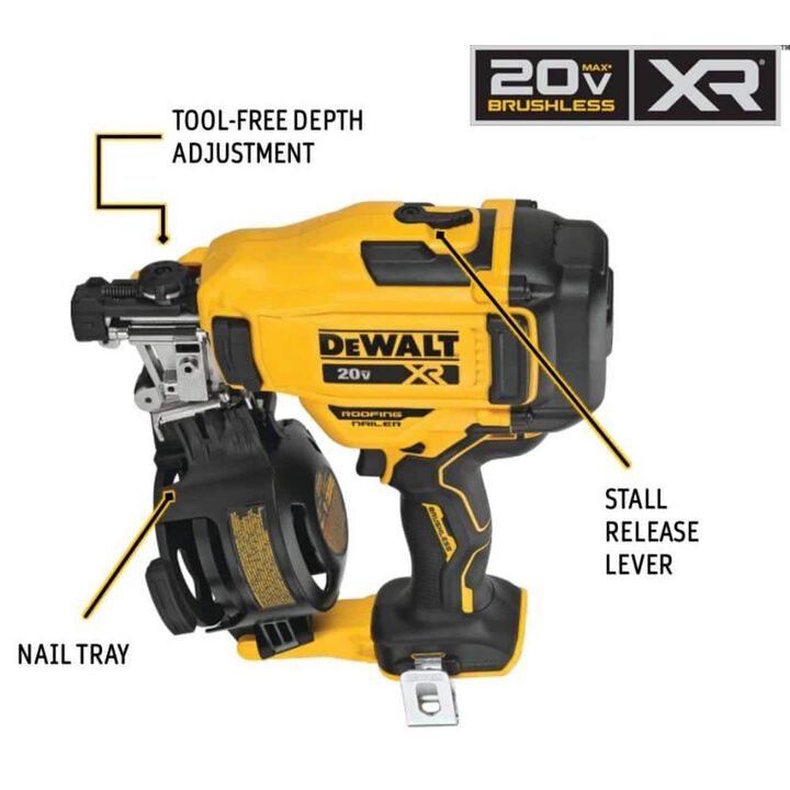DEWALT 20V MAX 15 Cordless Coil Roofing Nailer Kit, large image number 8