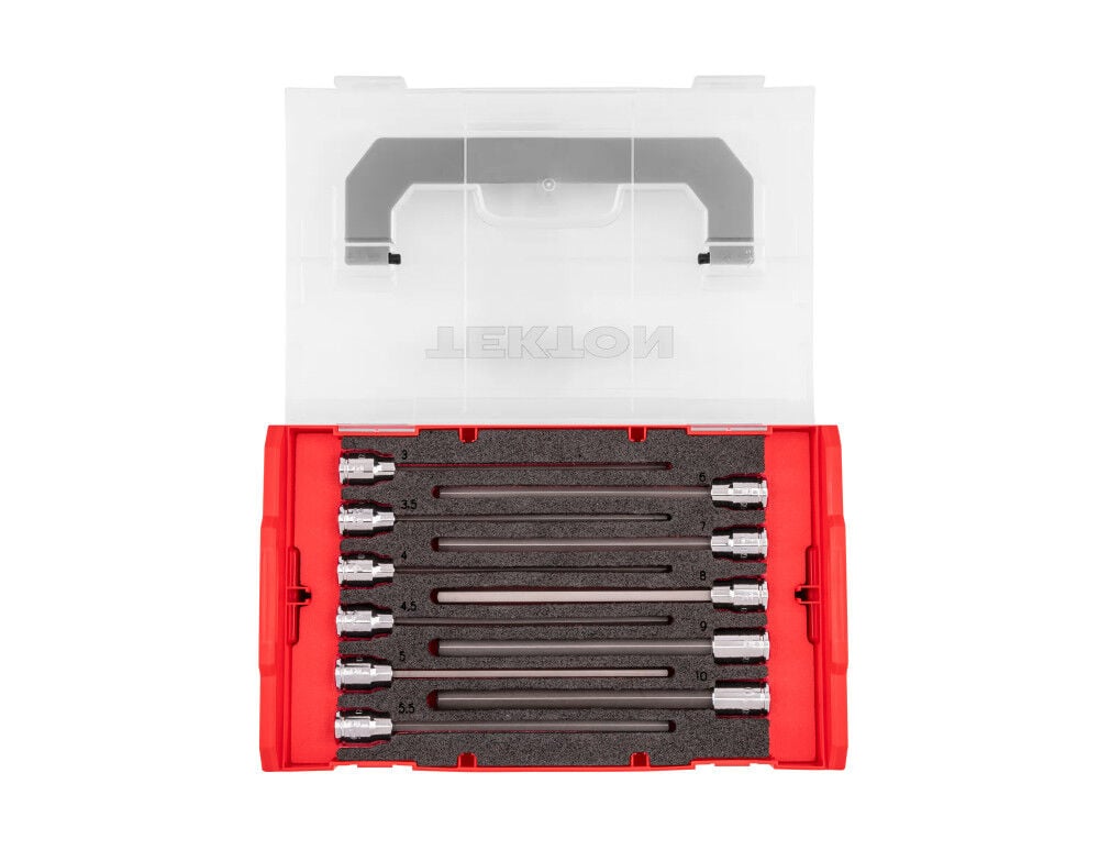 Tekton 3/8 Inch Drive Long Hex Bits with Stacking Organizer, 3 - 10 mm, 11 Pieces, large image number 1