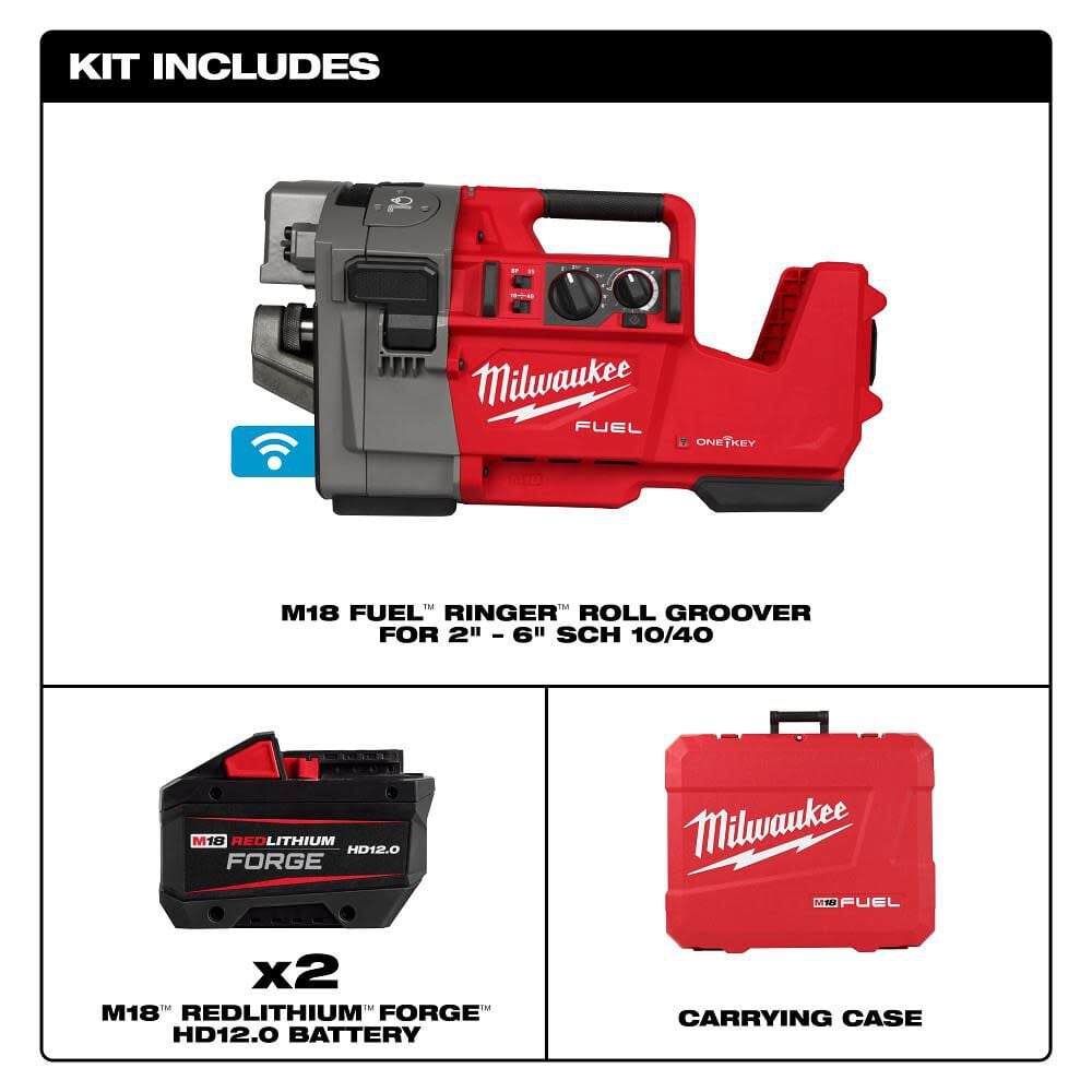 Milwaukee M18 FUEL RINGER Roll Groover Kit for 2 Inch  6 Inch Sch 10/40, large image number 11