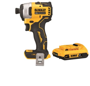 DEWALT 20V MAX Atomic Compact 1/4in Impact Driver with 2Ah Battery Bundle