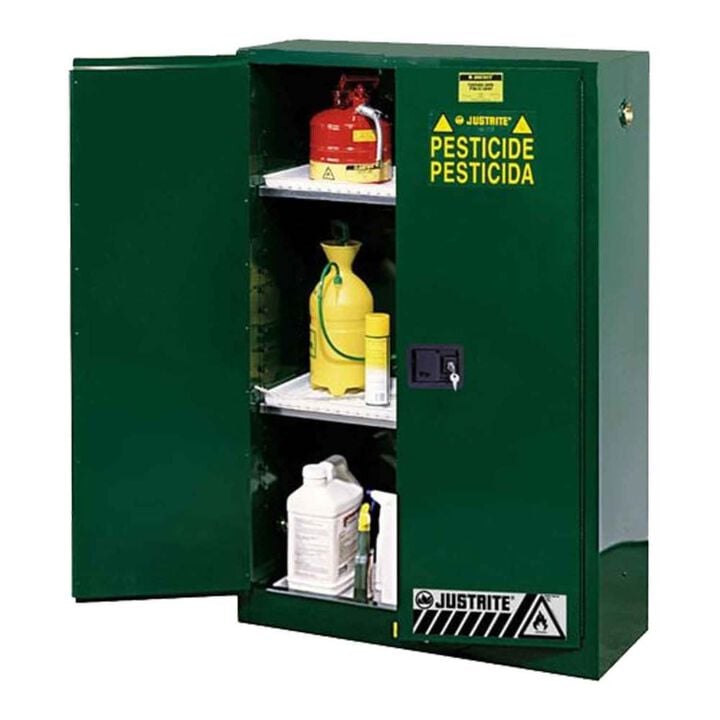 Justrite 45 Gallon Green Steel Manual Close Pesticides Safety Cabinet