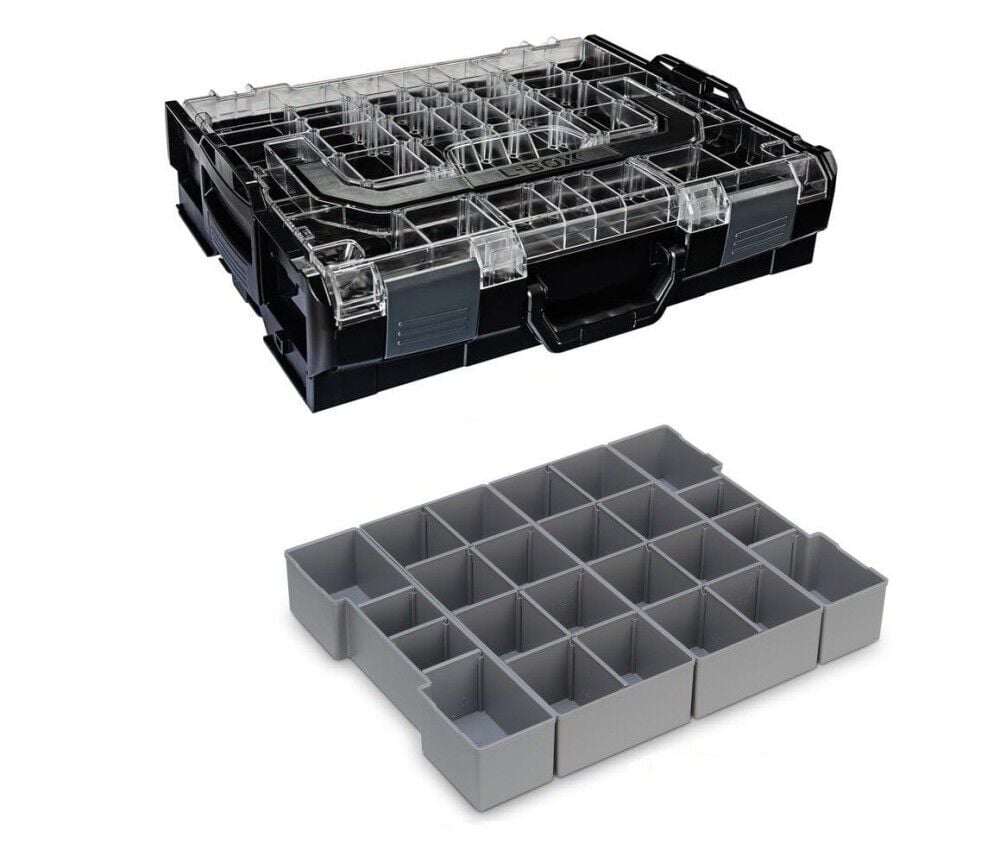 L-BOXX Model Number 102 Black Tool Box with Transparent Lid and Inset Box Set K3 Bundle – ATB000011295