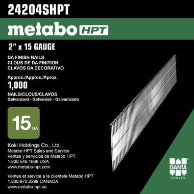 Metabo HPT 2in 15 Gauge Galvanized Angled Finish Nails 1000qty, large image number 3