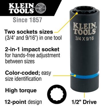 Klein Tools 2-in-1 Impact Socket 12-Point, large image number 1