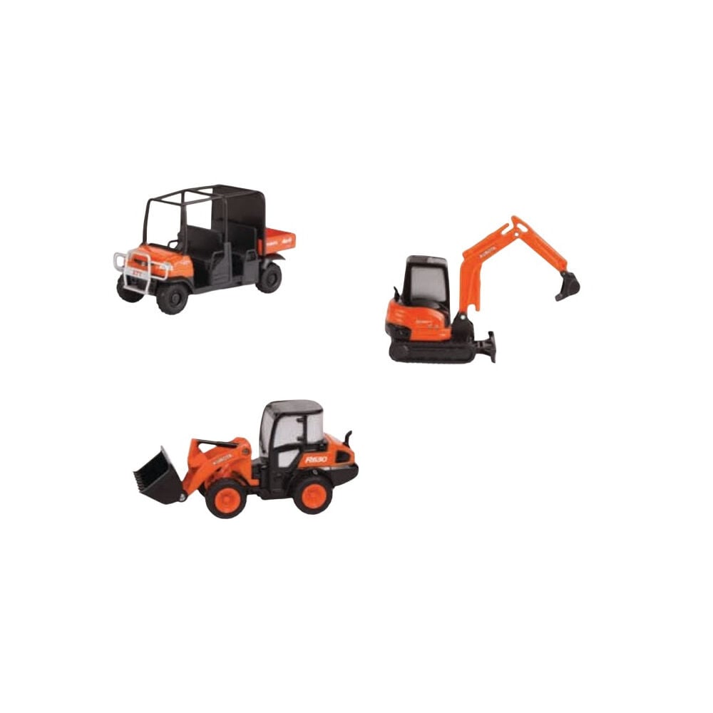 Kubota Miniature Toy Pull-Back Set with Vehicle, Excavator & Tractor – 77700-11069