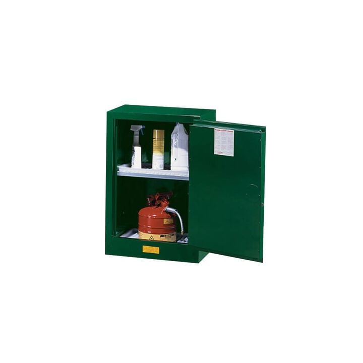 Justrite 12 Gallon Green Steel Manual Close Pesticides Safety Cabinet, large image number 1