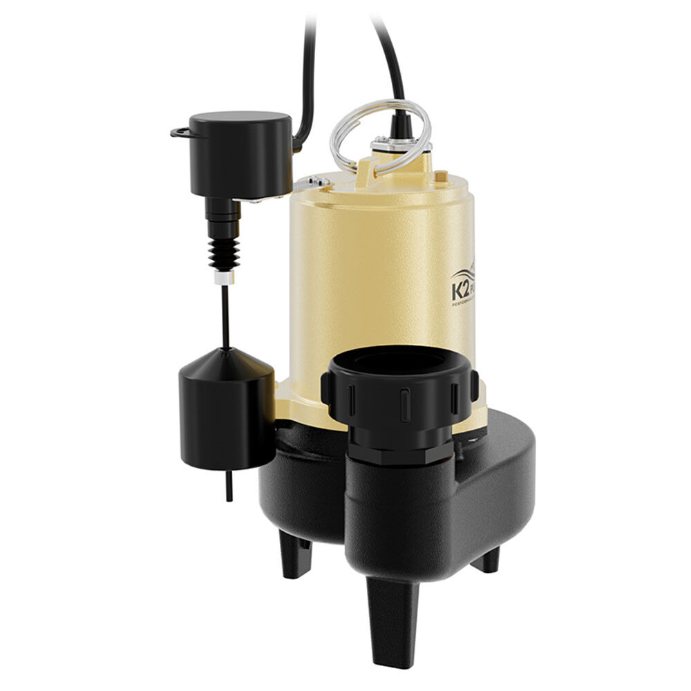 K2 Pumps Sewage Pump 1/2 HP Cast Iron with Piggyback Vertical Switch, large image number 3