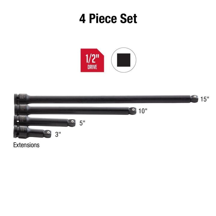 Sunex 4 pc. 1/2 In. Drive Impact Wobble Ext Set, large image number 2