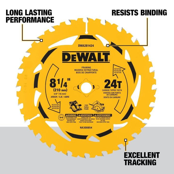 DEWALT 8-1/4 Inch 24T Circular Saw Blade, large image number 1
