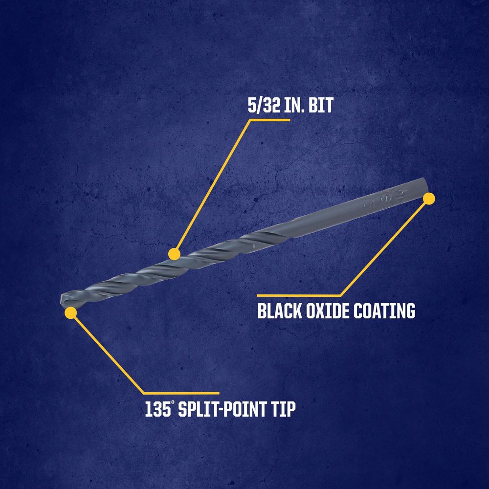 Irwin 5/32 in Drill Bit Black Oxide 135-Degree Jobber Length 5 Pack, large image number 2
