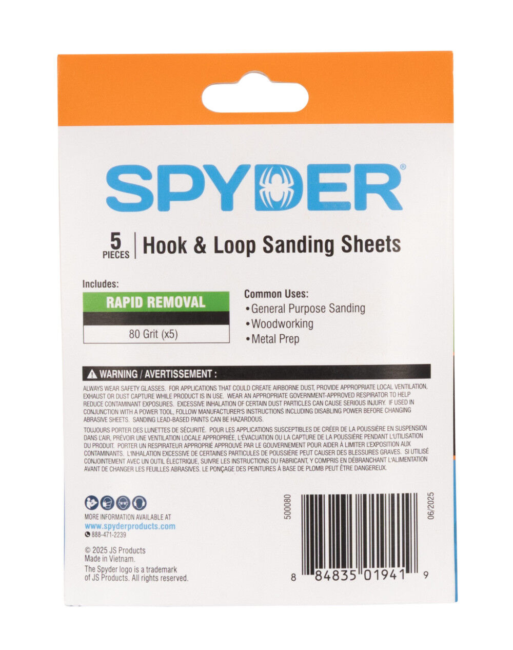 Spyder Detail Sander Sheets, 80 Grit Alum Oxide, 3-7/8 Inch Mouse, 5 Pieces, large image number 7