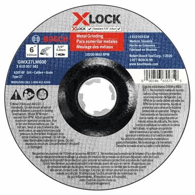 Bosch X LOCK Arbor Type 27 30 Grit Metal Grinding Abrasive Wheel 6in x 1/4in