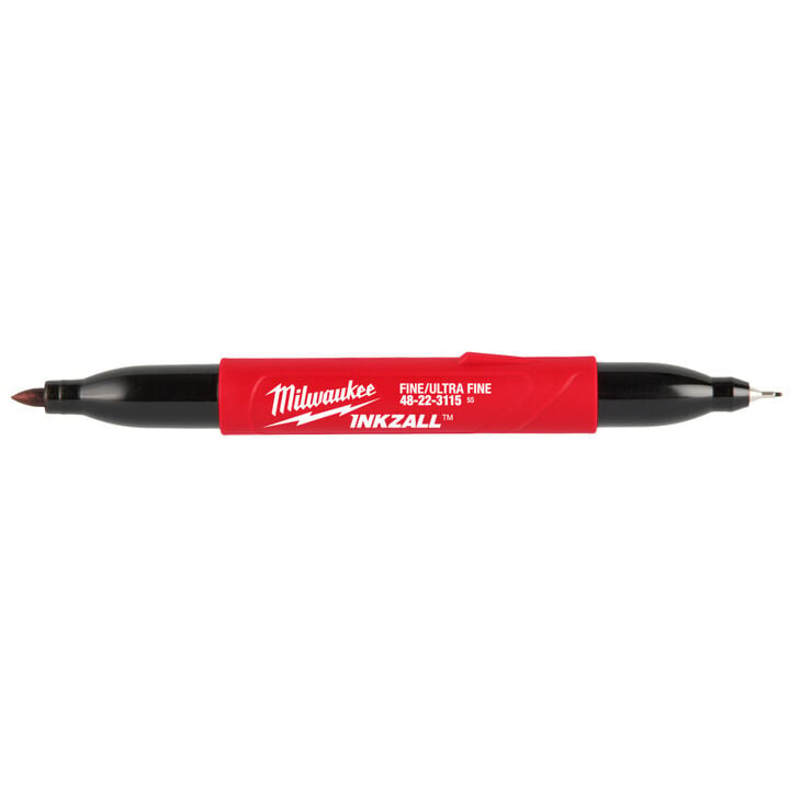 Milwaukee INKZALL Double-Sided Jobsite Fine Ultra Fine and Fine Tip Marker Black