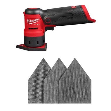 Milwaukee M12 Orbital Sander (Bare Tool), Assorted Mesh Sanding Sheet-12 Pack Bundle
