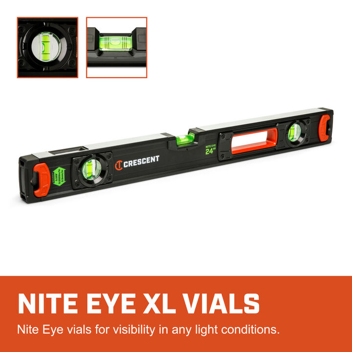 Crescent 24 Inch NITE EYE Aluminum Box Beam Level, large image number 1