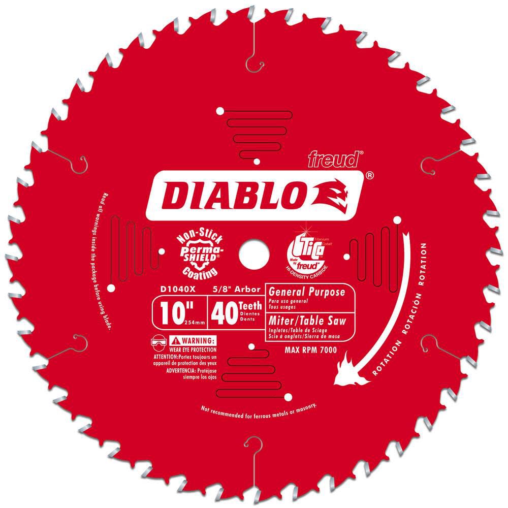 Diablo Tools 10 inch x 40 Tooth ATB General Purpose Table Saw & Miter Saw Blade with 5/8 inch Arbor, large image number 1