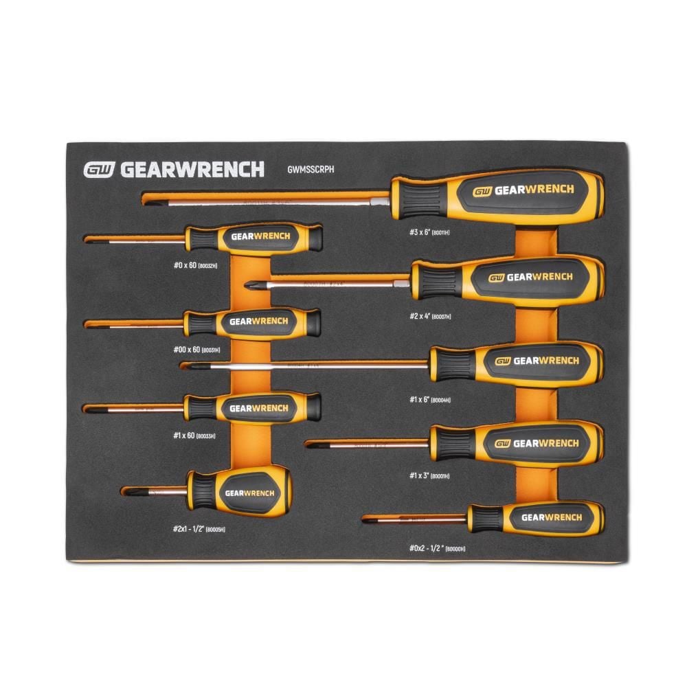 GEARWRENCH Phillips Dual Material Screwdriver Set in Foam Storage Tray 9pc, large image number 1
