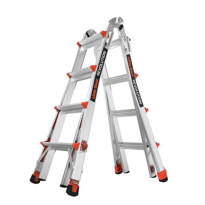 Little Giant Safety Revolution M17 Aluminum Type 1A 300lb Rated Telescoping Multi-Position Ladder with Ratchet Leg Leveler, large image number 1