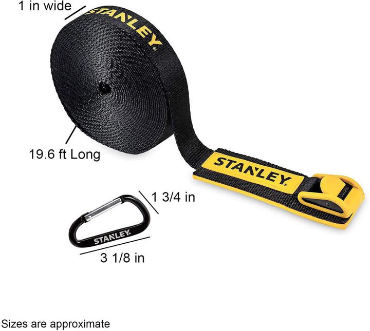 Stanley Tie Down Lashing Strap with Hooks 1in x 19.6' Heavy Duty, large image number 2