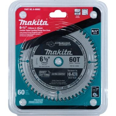 Makita 6-1/2in 60T (ATB) Carbide-Tipped Cordless Plunge Saw Blade, large image number 1