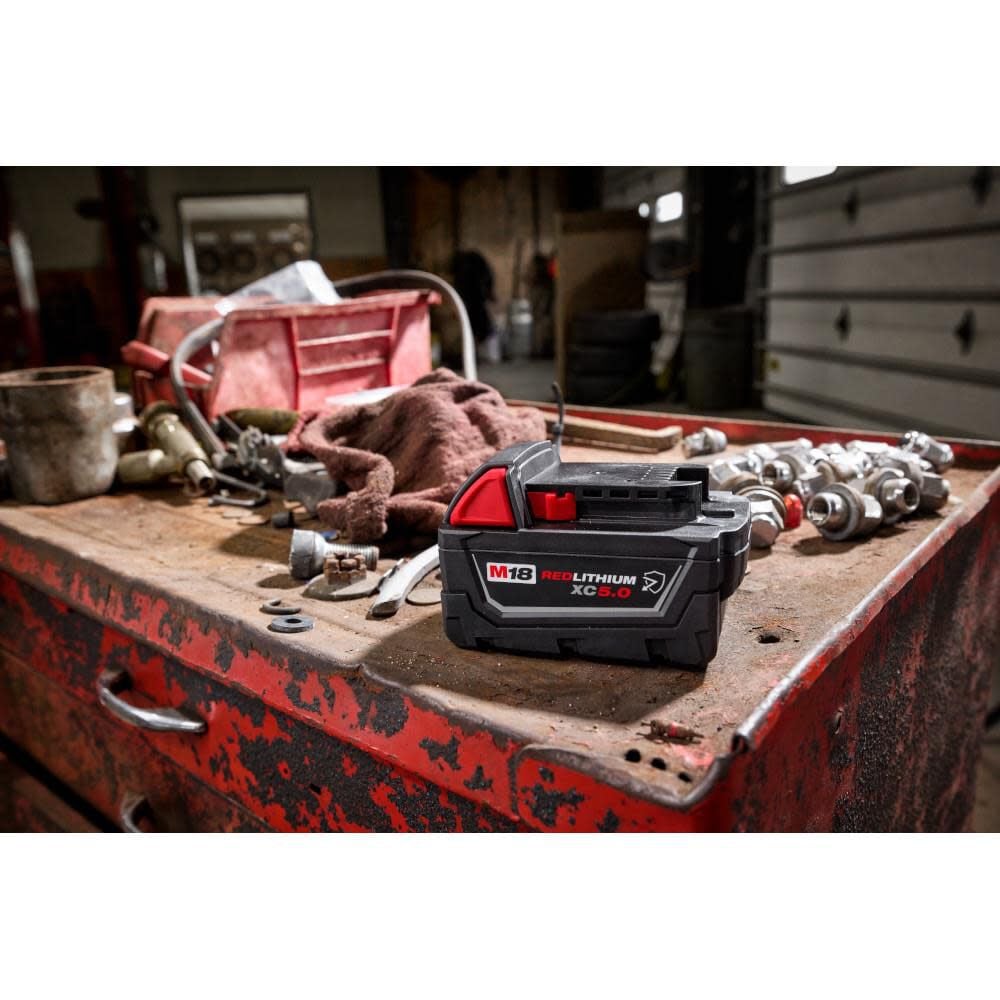 Milwaukee M18 REDLITHIUM XC 18V 5Ah Lithium Ion Resistant Power Tool Battery Pack with Fuel Indicator, large image number 9