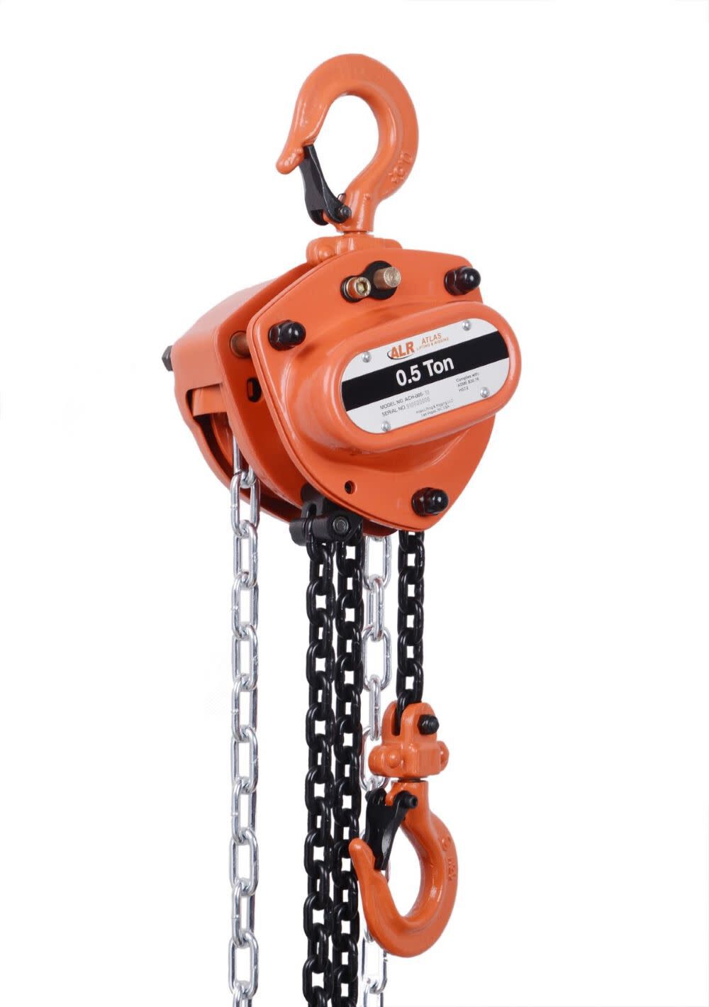 Atlas Lifting and Rigging ACH 1/2 Ton Chain Hoist 20 Ft. Lift with Overload Protection – ACH-005-20-OP