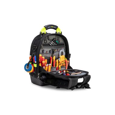 Veto Pro Pac 50 Lbs Large Zippered Tool Backpack, Black/Hi-Viz Yellow