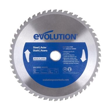 Evolution Power Tools 10 in. 52 Tooth Tungsten Carbide-Tipped Mild Steel Cutting Blade
