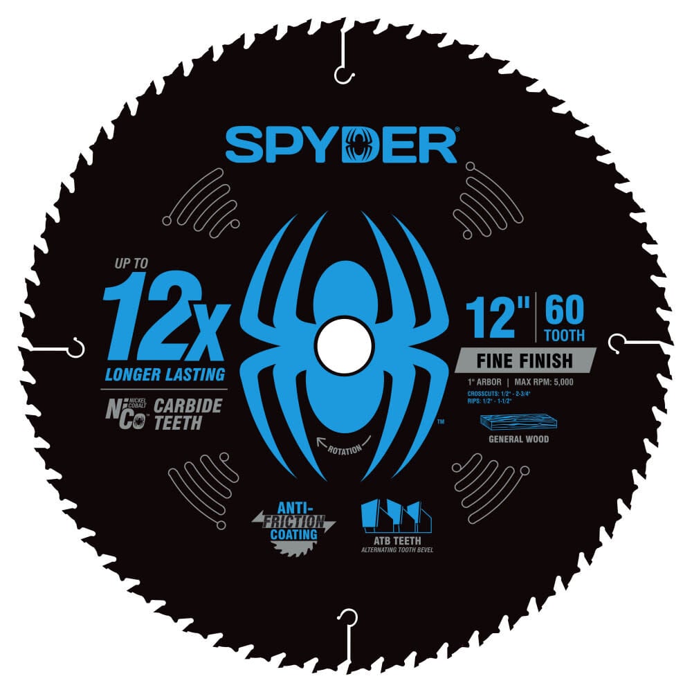 Spyder 12 Inch 60T Fine Finish Saw Blade for Wood - 13033