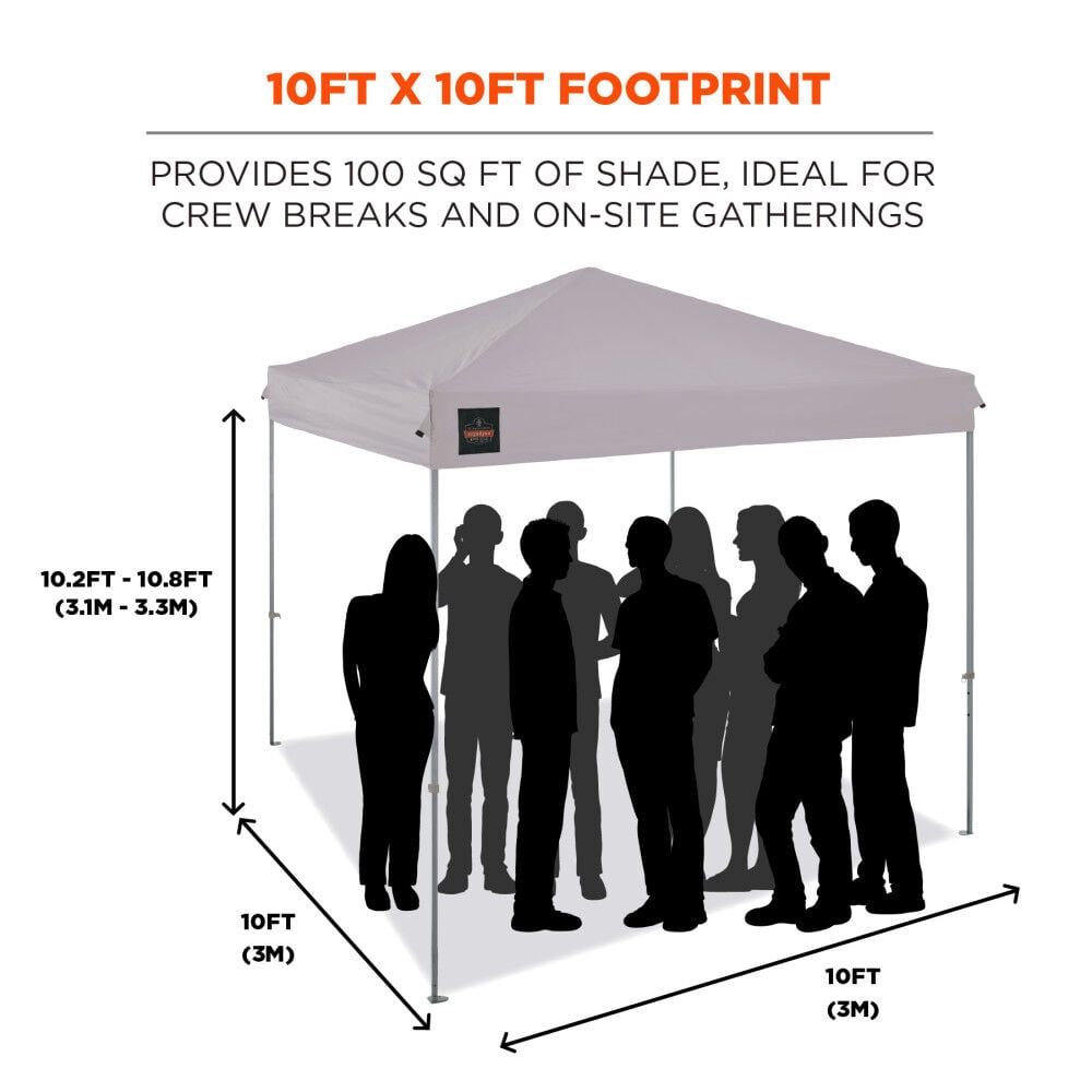 Ergodyne 10 Ft x 10 Ft Lightweight Pop-Up Tent White, large image number 2