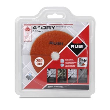 Rubi Tools Resin Dry Polishing Pad 200 Grit 4 In.