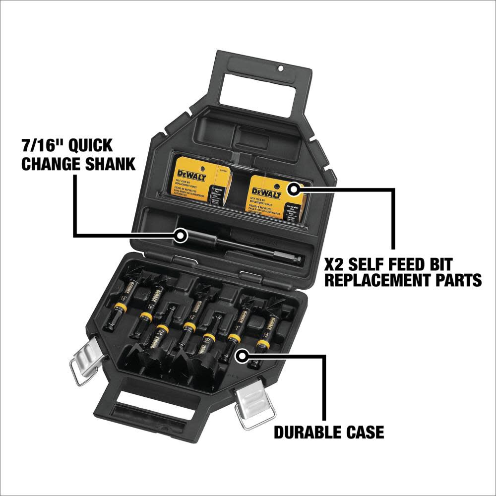 DEWALT 8Piece Assorted Woodboring Selffeed Drill Bit Set DW1649 from