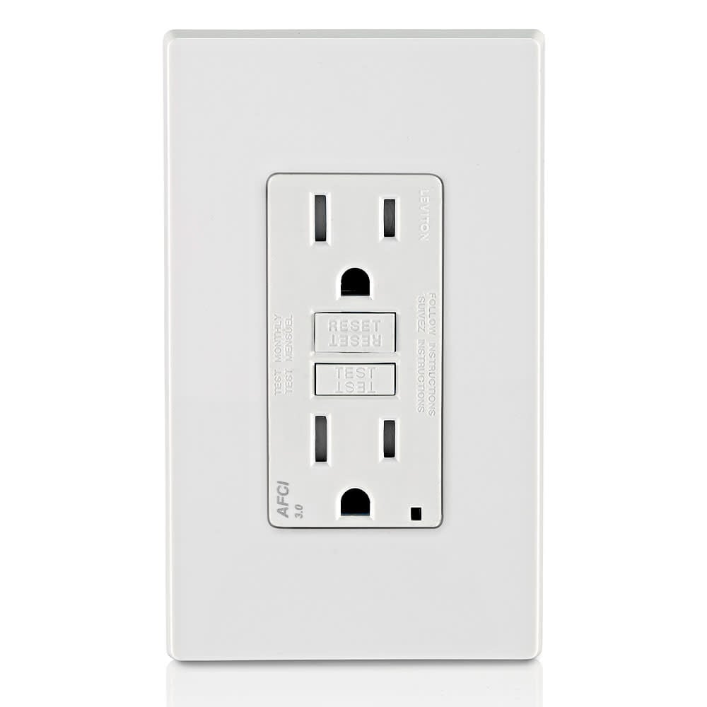 Leviton SmartlockPro AFCI Outlet 15A 125V 2 Pole Duplex White – 3467941