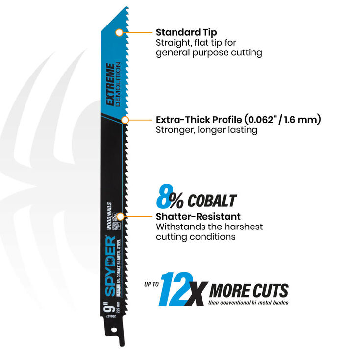 Spyder 12 Inch 6 TPI Bi-Metal Demolition Reciprocating Saw Blade, large image number 1