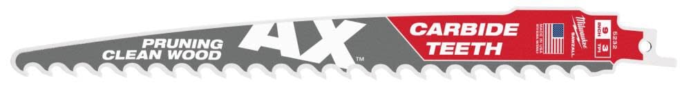 Milwaukee 9inch 3 TPI The AX with Carbide Teeth for Pruning & Clean Wood SAWZALL Blade 1PK, large image number 14