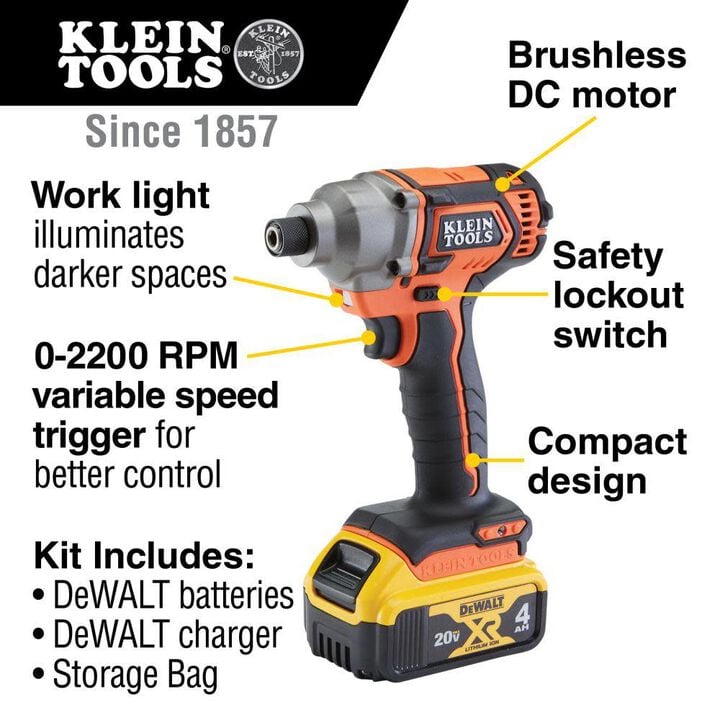 Klein Tools Compact Impact Driver Kit & 40pc Bit Set Bundle, large image number 3