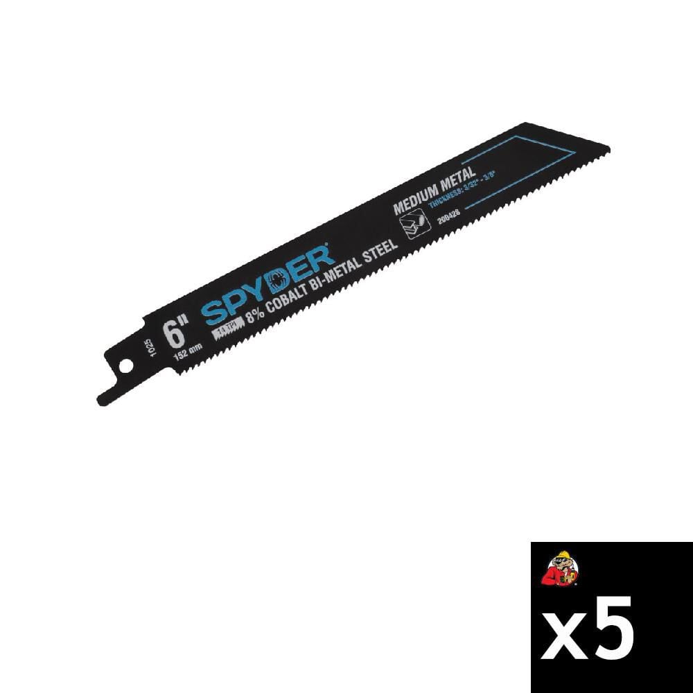 Spyder 6 Inch 14 TPI Metal Cutting Bi-Metal Reciprocating Saw Blade, 5 Pieces, large image number 1