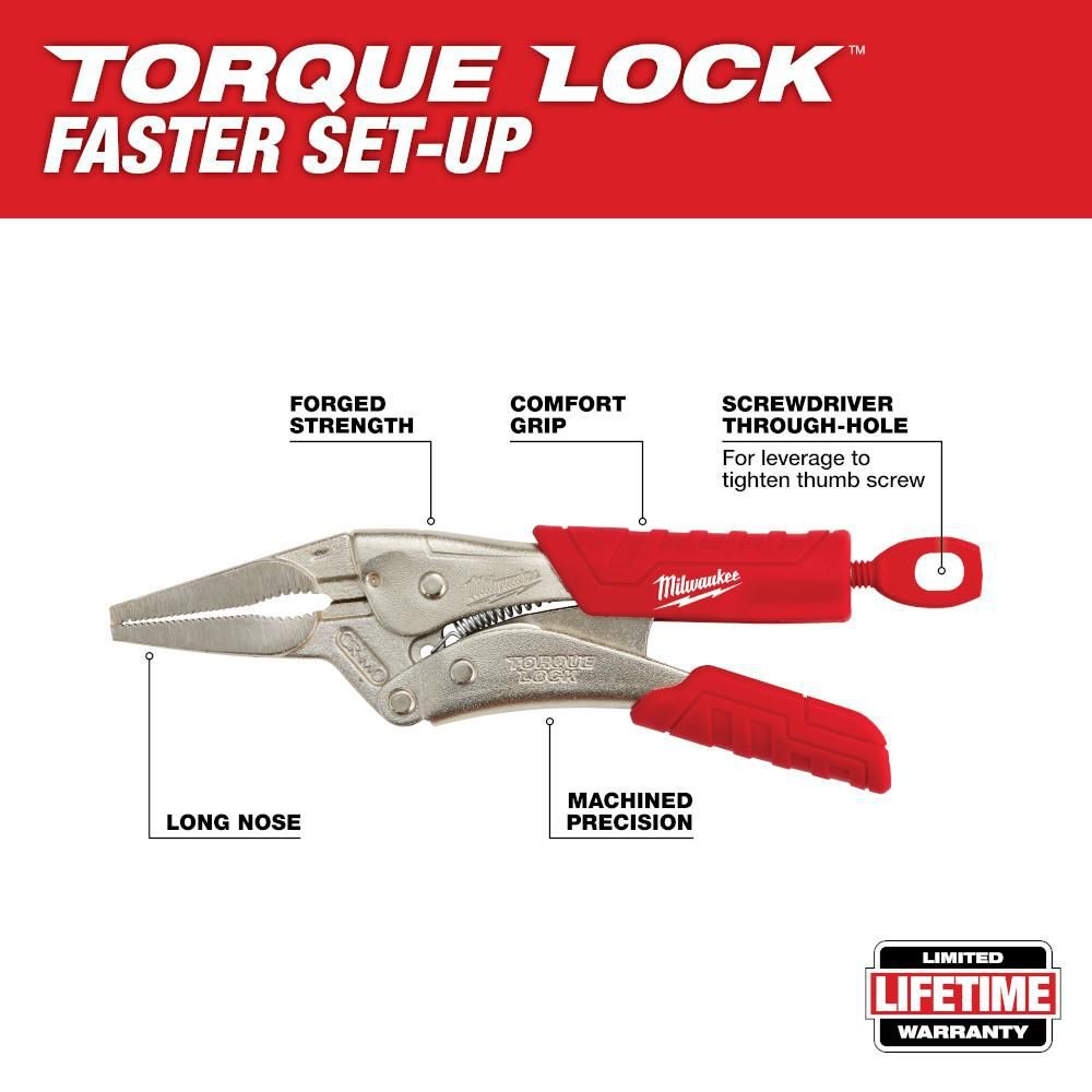 Milwaukee 6 in. TORQUE LOCK Long Nose Locking Pliers With Grip, large image number 2