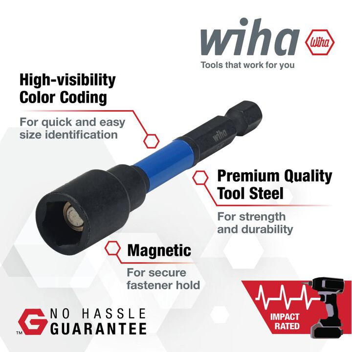 Wiha 3/8 Inch Hex Impact Nutsetter, 2 Pieces, large image number 1