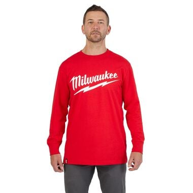 Milwaukee Heavy Duty T-Shirt Big Logo Long Sleeve Red