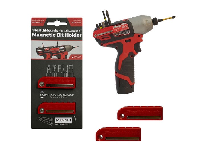 Stealthmounts Bit Holder for Milwaukee M12 2pk Red