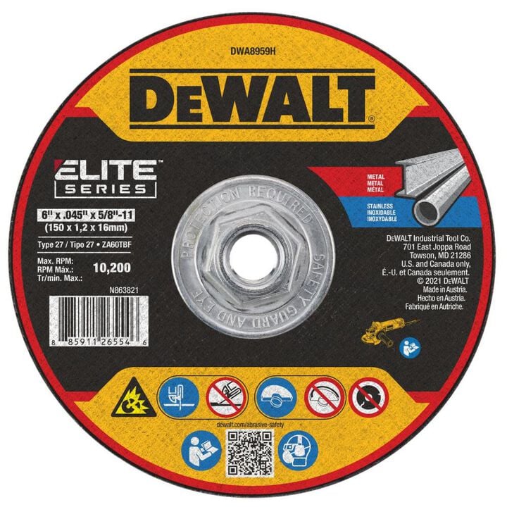 DEWALT Mini Hub Wheels 6in x .045in x 5/8into 11 XP T27, large image number 0